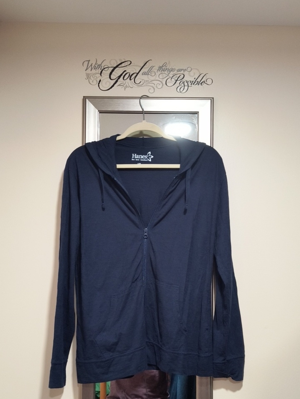 Hanes Women’s Navy Full-Zip Hooded Sweatshirt